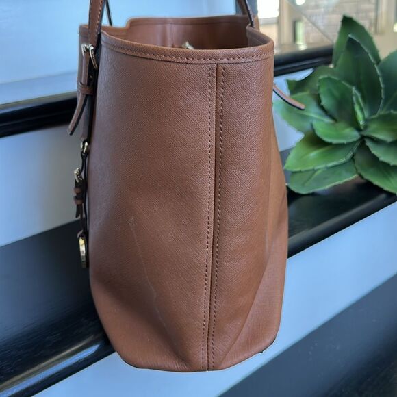 Michael Kors Genuine Leather Jet Set Tote Shoulder Bag Brown - Picture 7 of 15